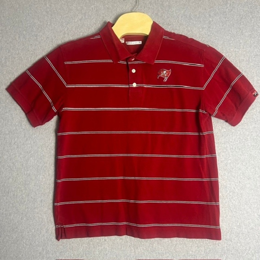 Cutter & Buck Mens NFL Tampa Bay Buccaneers Polo Shirt‎ Striped Size Large